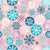 Magical watercolor snowflakes // lavender pink background blue teal and purple snowflakes Image