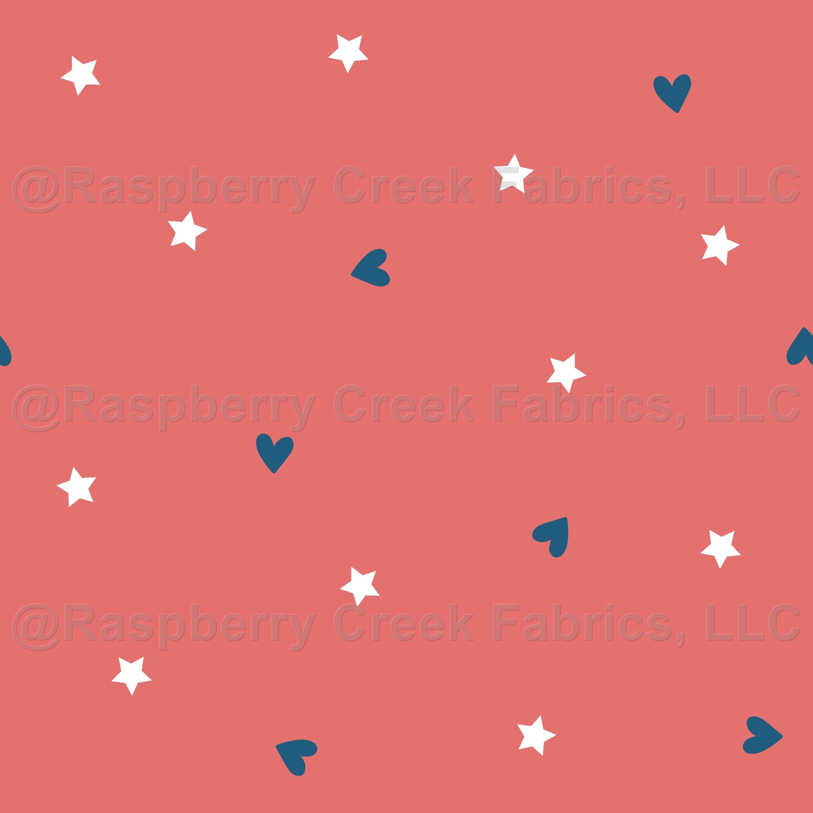 stars and hearts on punch Fabric, Raspberry Creek Fabrics, watermarked