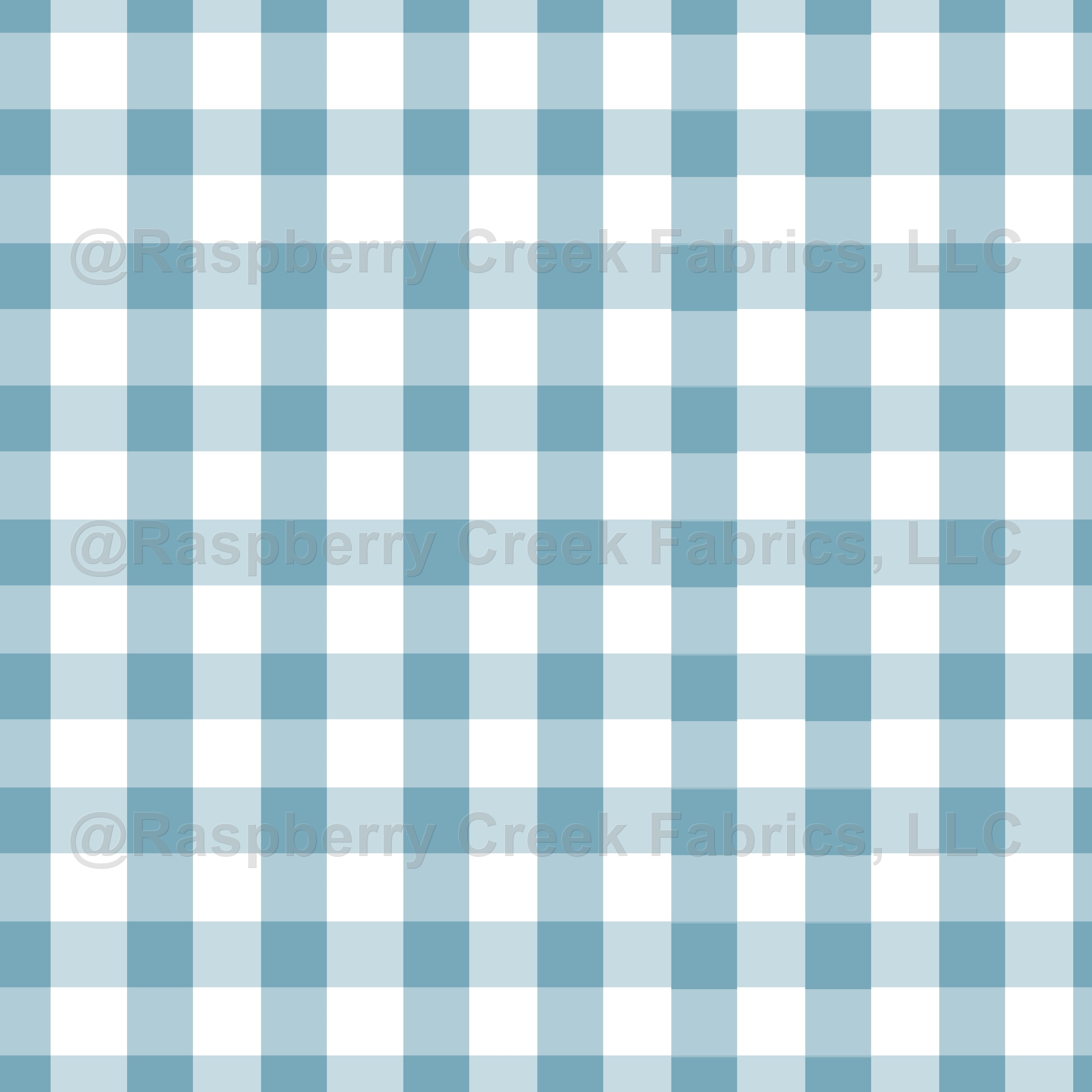 Strawberry Gingham - Blue Fabric, Raspberry Creek Fabrics