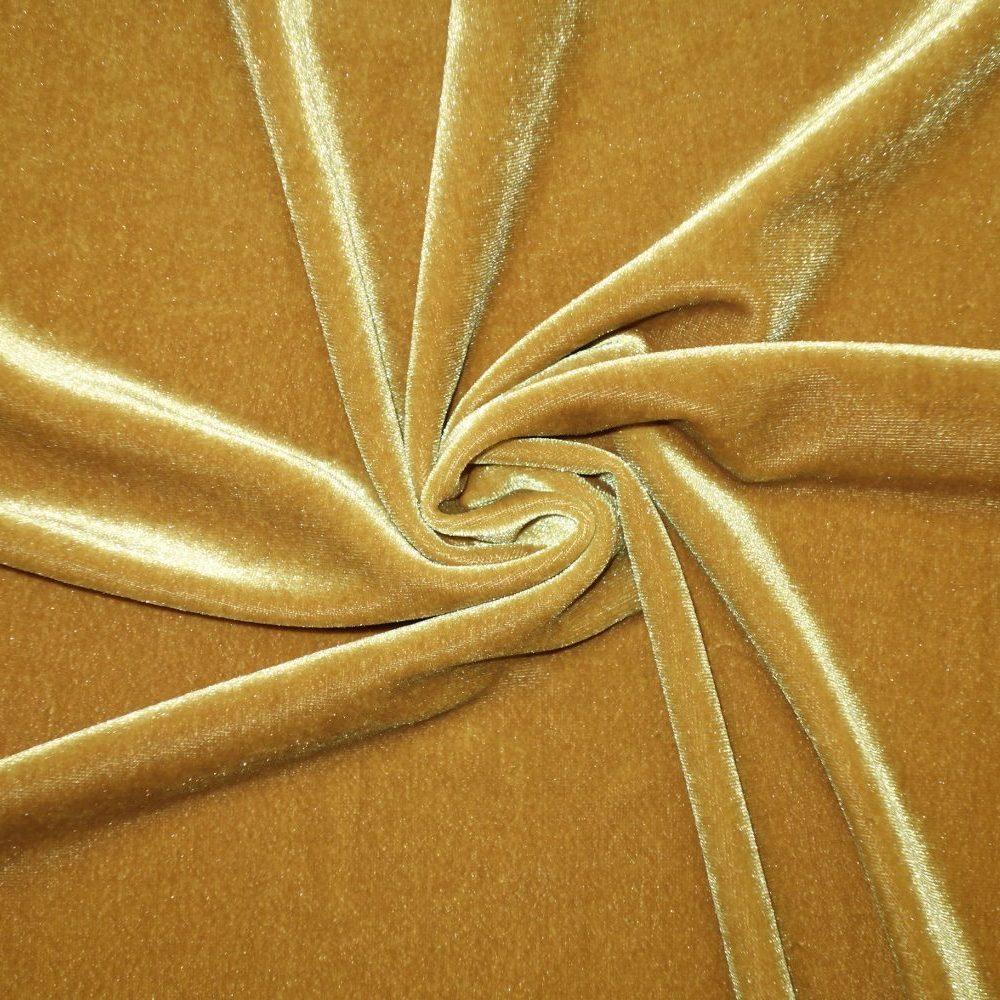 Gold Stretch Velvet Knit Fabric, Raspberry Creek Fabrics, watermarked, restored