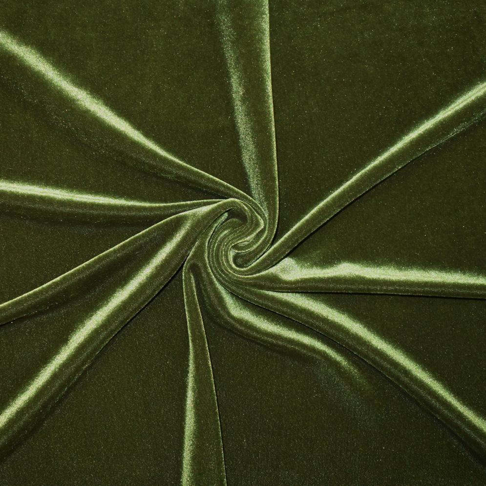 Bright Olive Green Stretch Velvet Knit Fabric, Raspberry Creek Fabrics, watermarked, restored