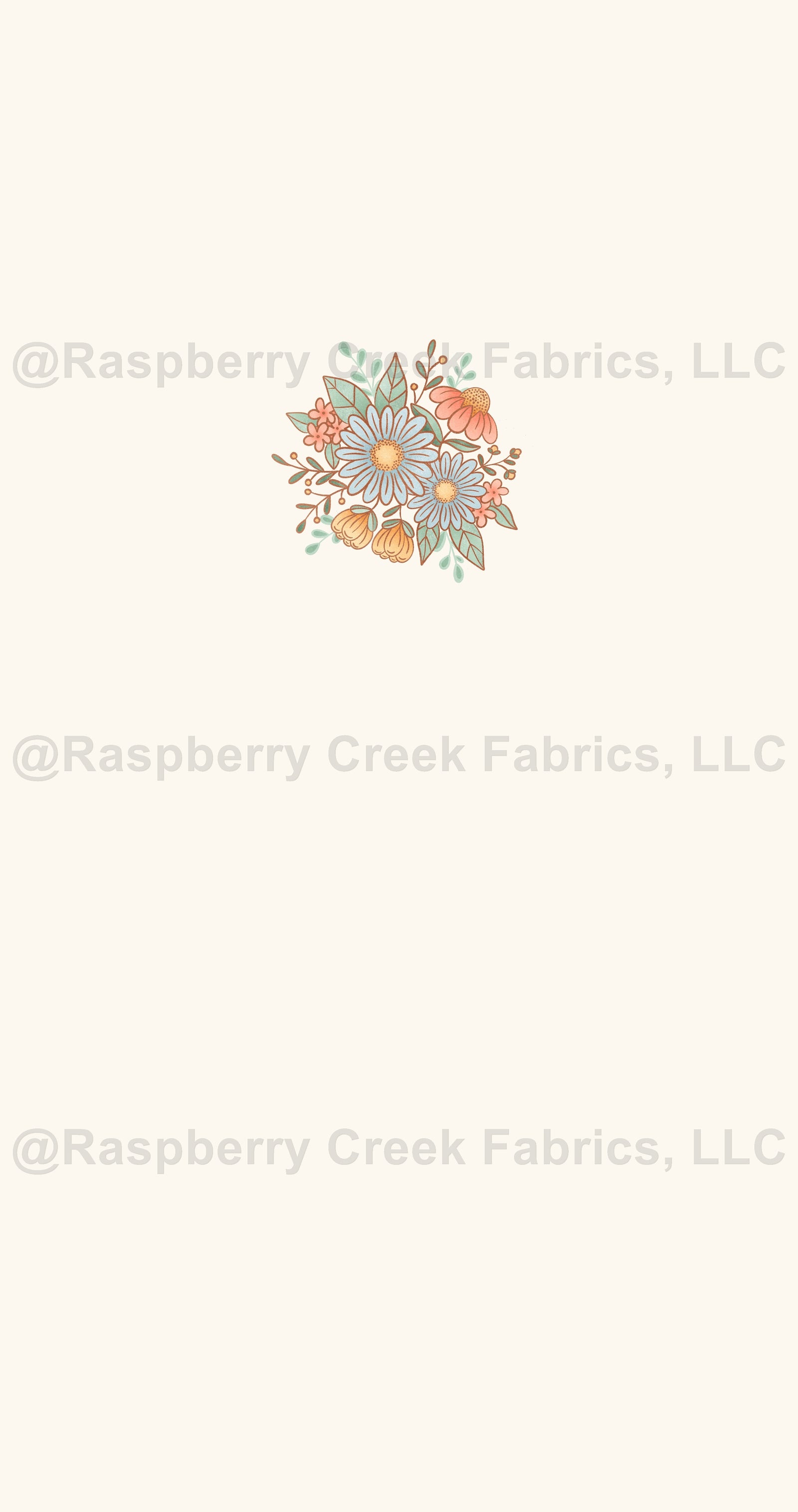 Cottontail Panel- Bouquet Fabric, Raspberry Creek Fabrics, watermarked