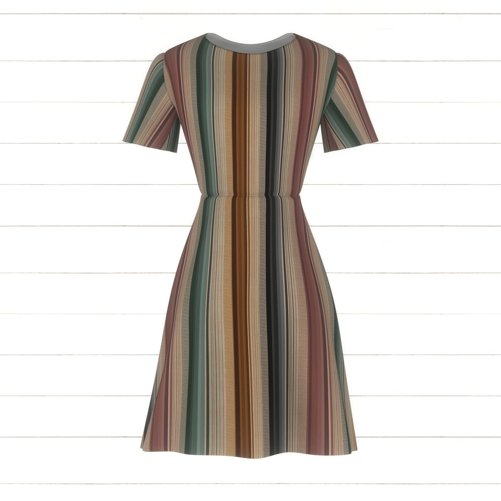 Mauve Tane Sage and Charcoal Vertical Multi Stripe Print Fabric, Desert by Kelsey Shaw