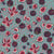 Graphic figs grey background with pink polka dots. Image