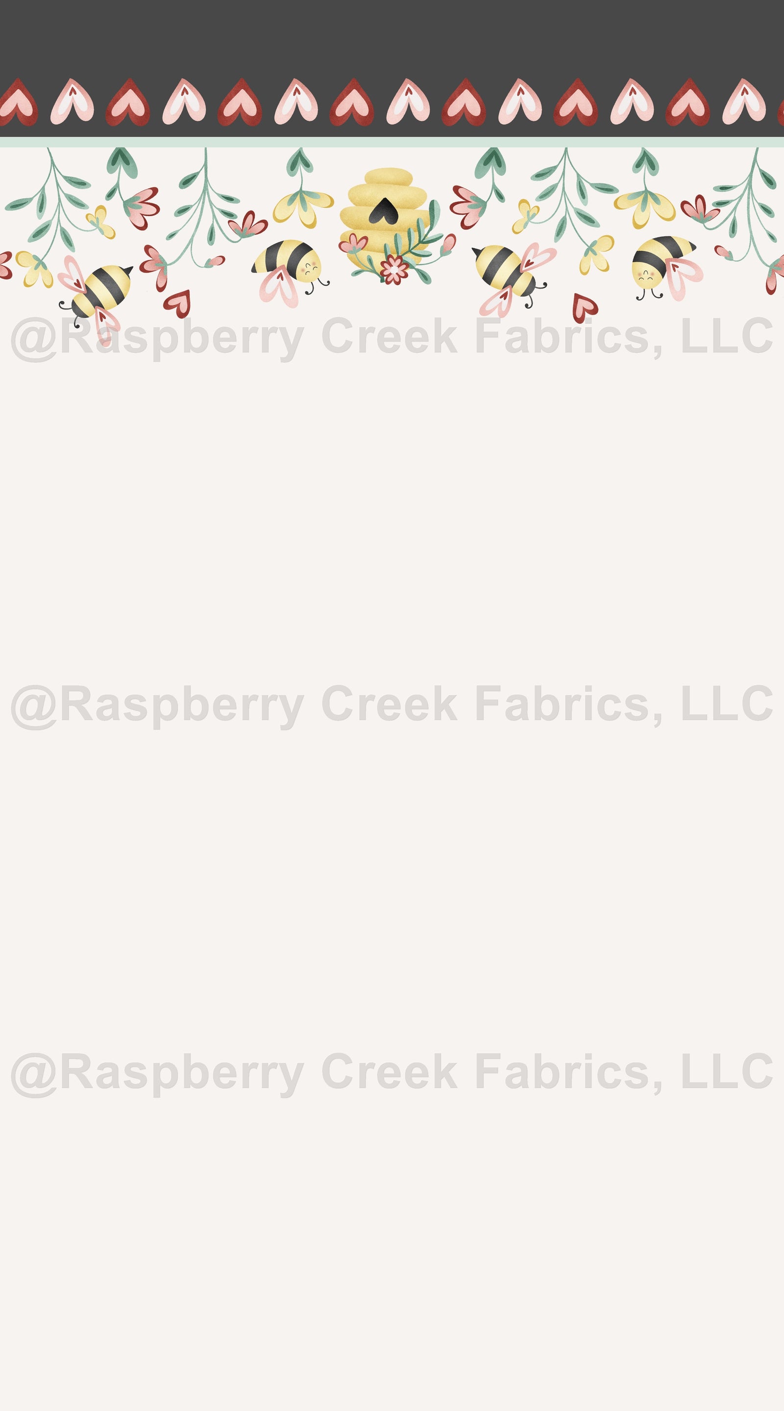 Bee Mine Border- Horizontal Single Fabric, Raspberry Creek Fabrics, watermarked