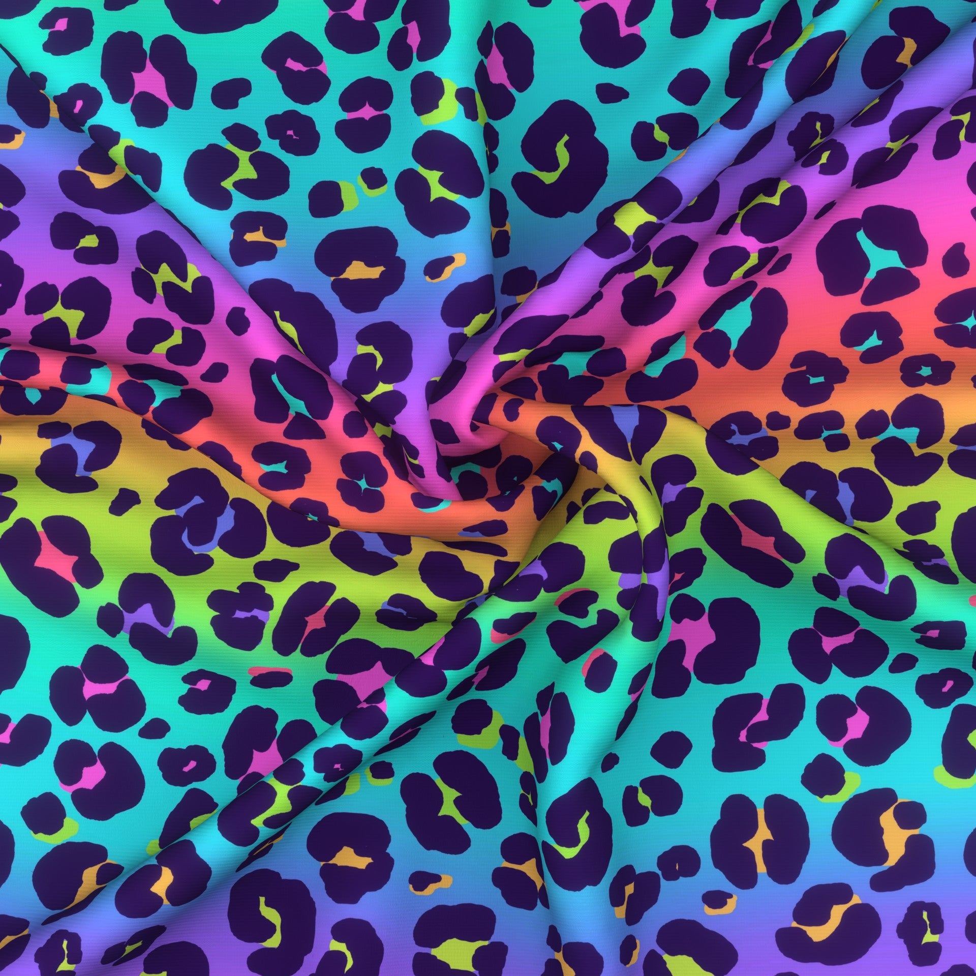 bold, leopard, gradient, florescent, Lisa frank, animal print, girls, fun, fashion, rainbow, spring, summer, hand drawn, turquoise, purple, pink, orange, yellow, green, women Fabric, Raspberry Creek Fabrics