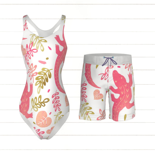 Pink and gold crocodile pattern - Raspberry Creek Fabrics