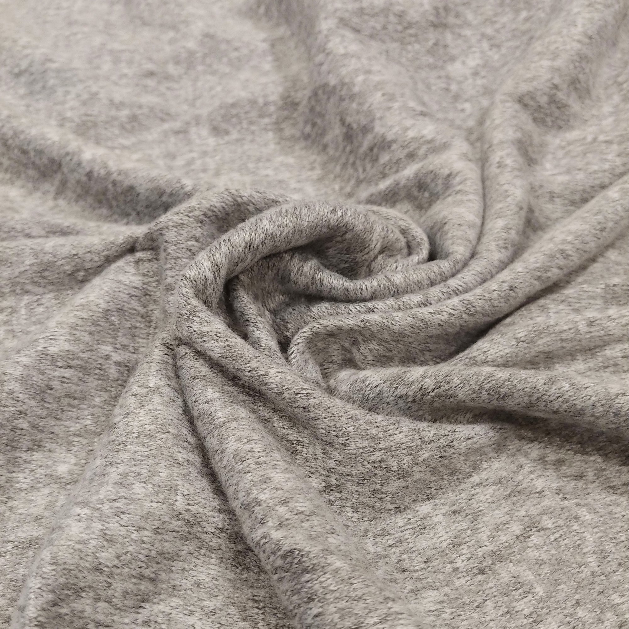 Light Grey and White Brushed Heathered Hacci Sweater Knit Fabric Fabric, Raspberry Creek Fabrics, watermarked, restored