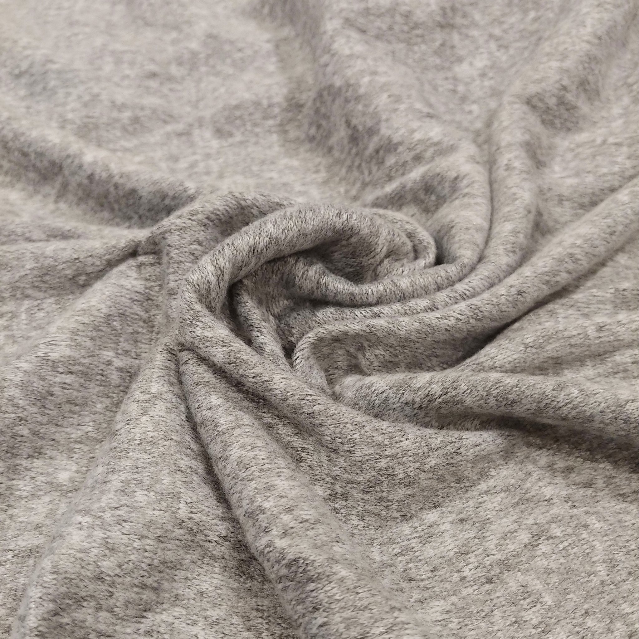 Light Grey and White Brushed Heathered Hacci Sweater Knit Fabric