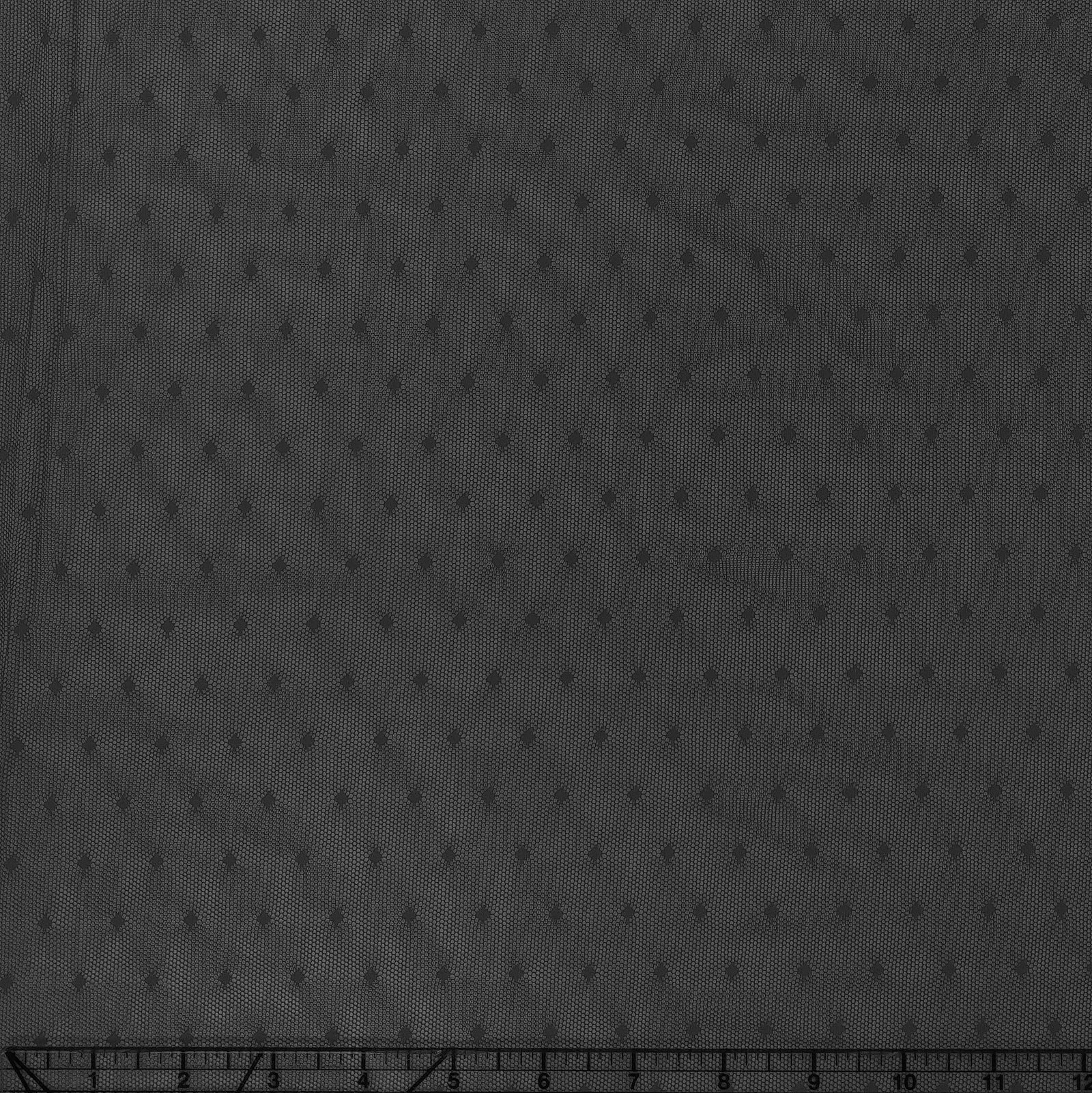 Solid Black Nylon Polka Dot Stretch Mesh Fabric, Raspberry Creek Fabrics, watermarked, restored