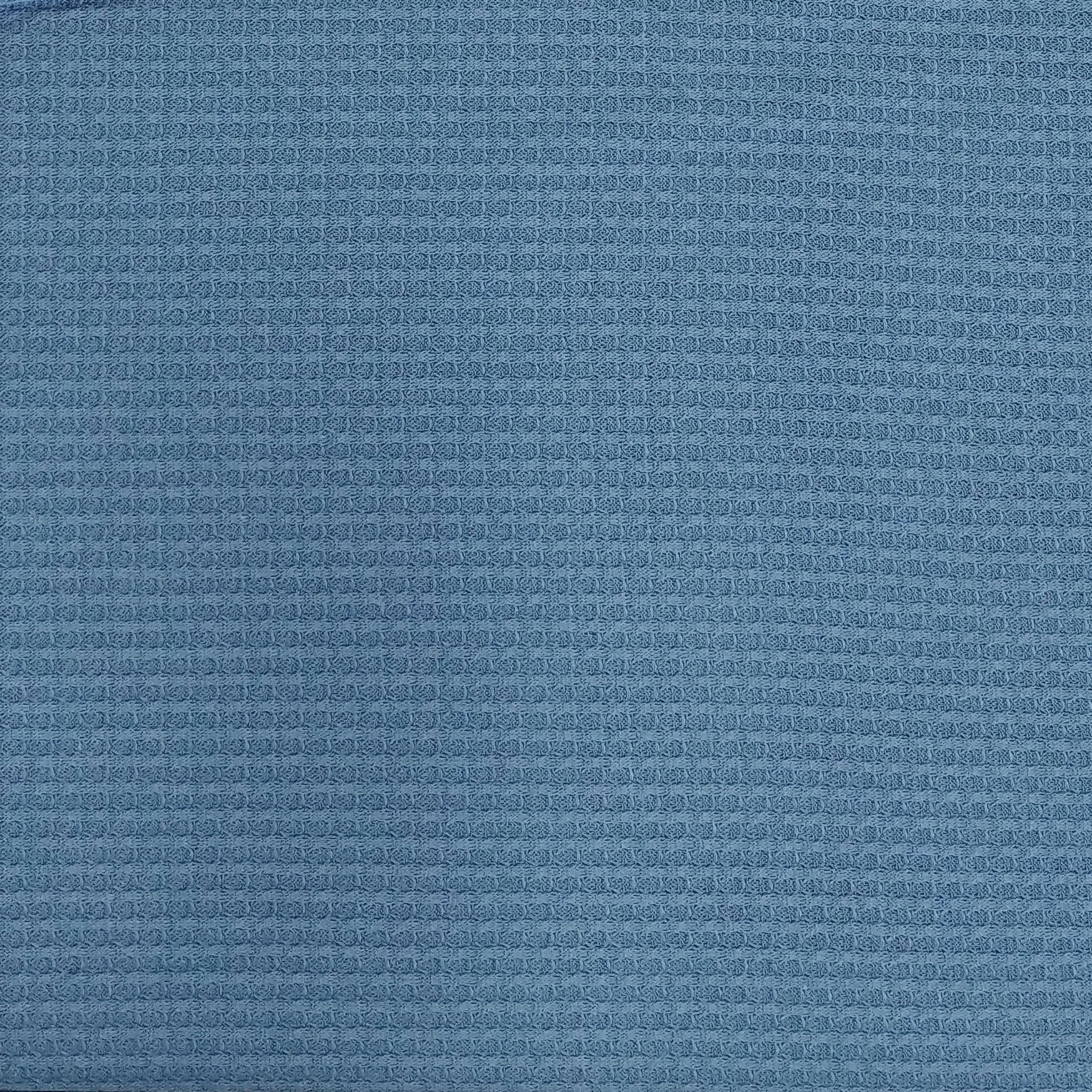 Dusty Denim Blue Waffle Knit Fabric Fabric, Raspberry Creek Fabrics, watermarked, restored