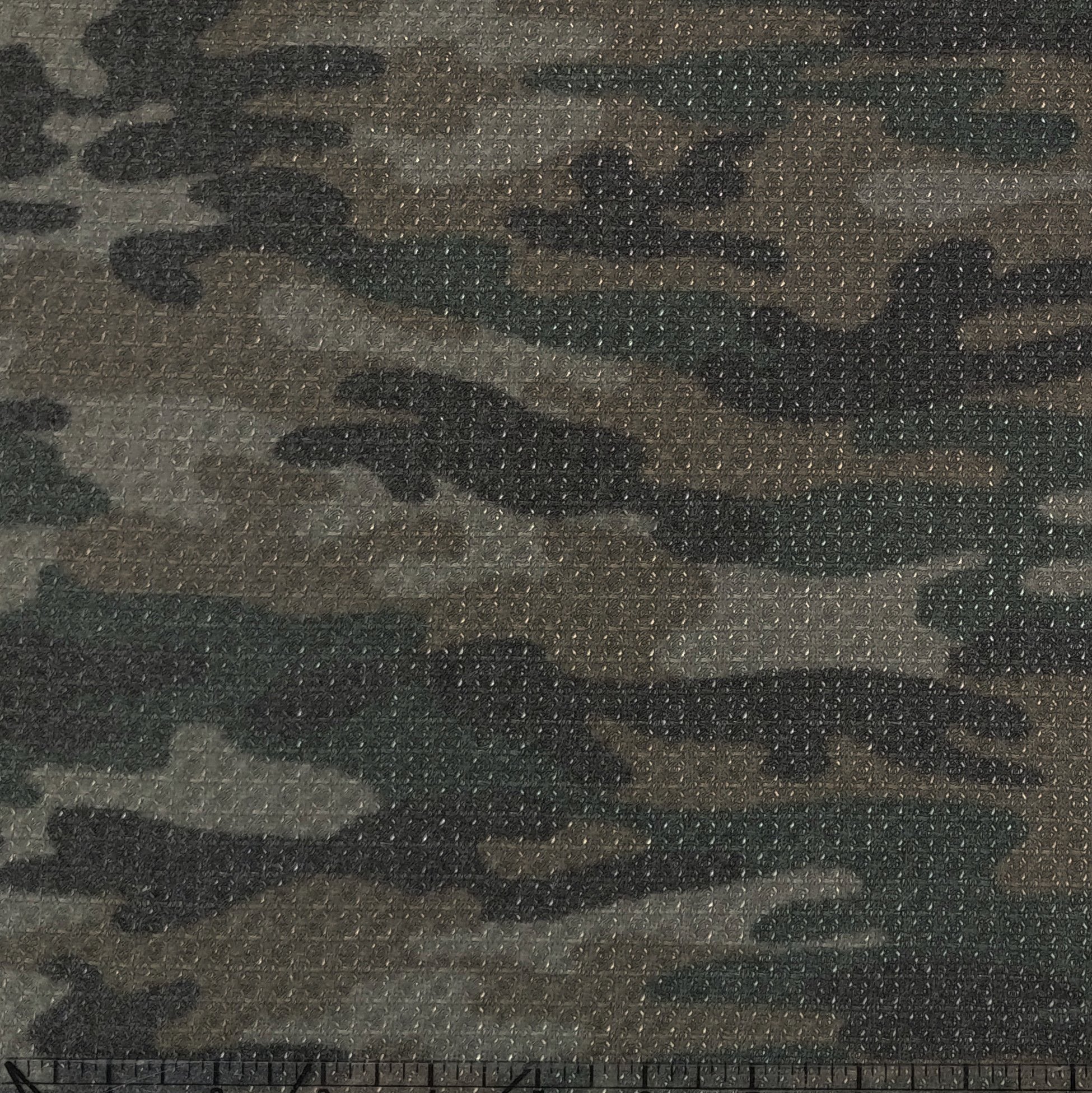 Hunter Green Brown and Charcoal Camouflage Waffle Knit Fabric Fabric, Raspberry Creek Fabrics, watermarked, restored