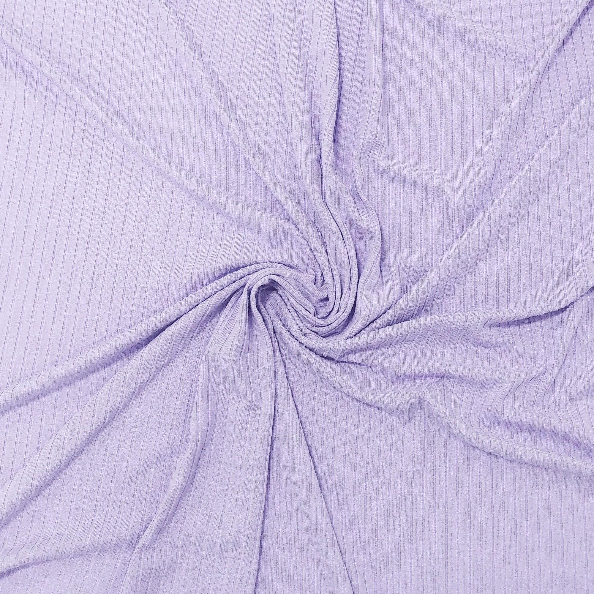Solid Lavender Purple Poly Spandex 4 Way Stretch 8x3 Rib Knit Fabric, Raspberry Creek Fabrics, watermarked, restored