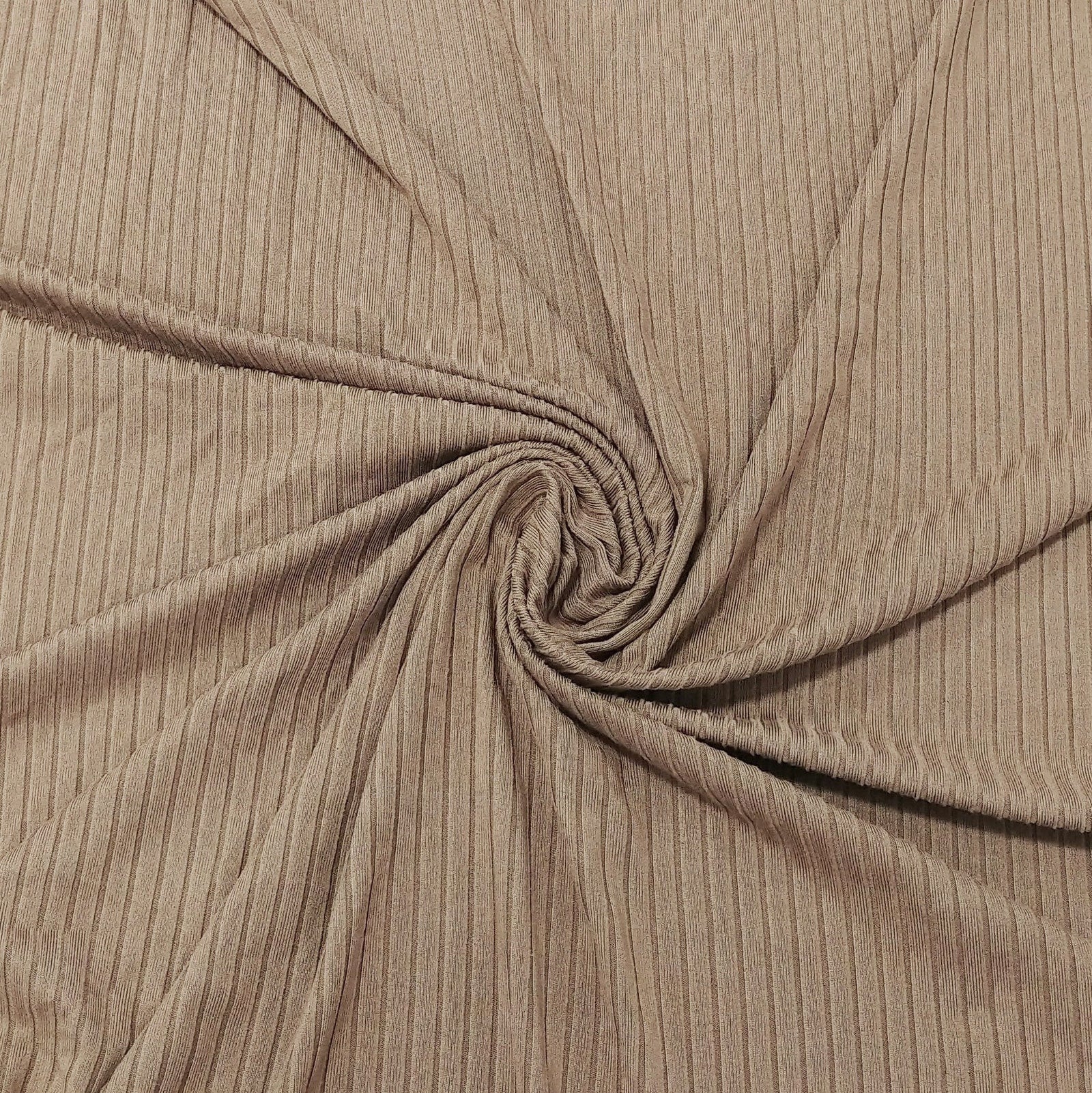 Solid Cocoa Poly Spandex 4 Way Stretch 8x3 Rib Knit