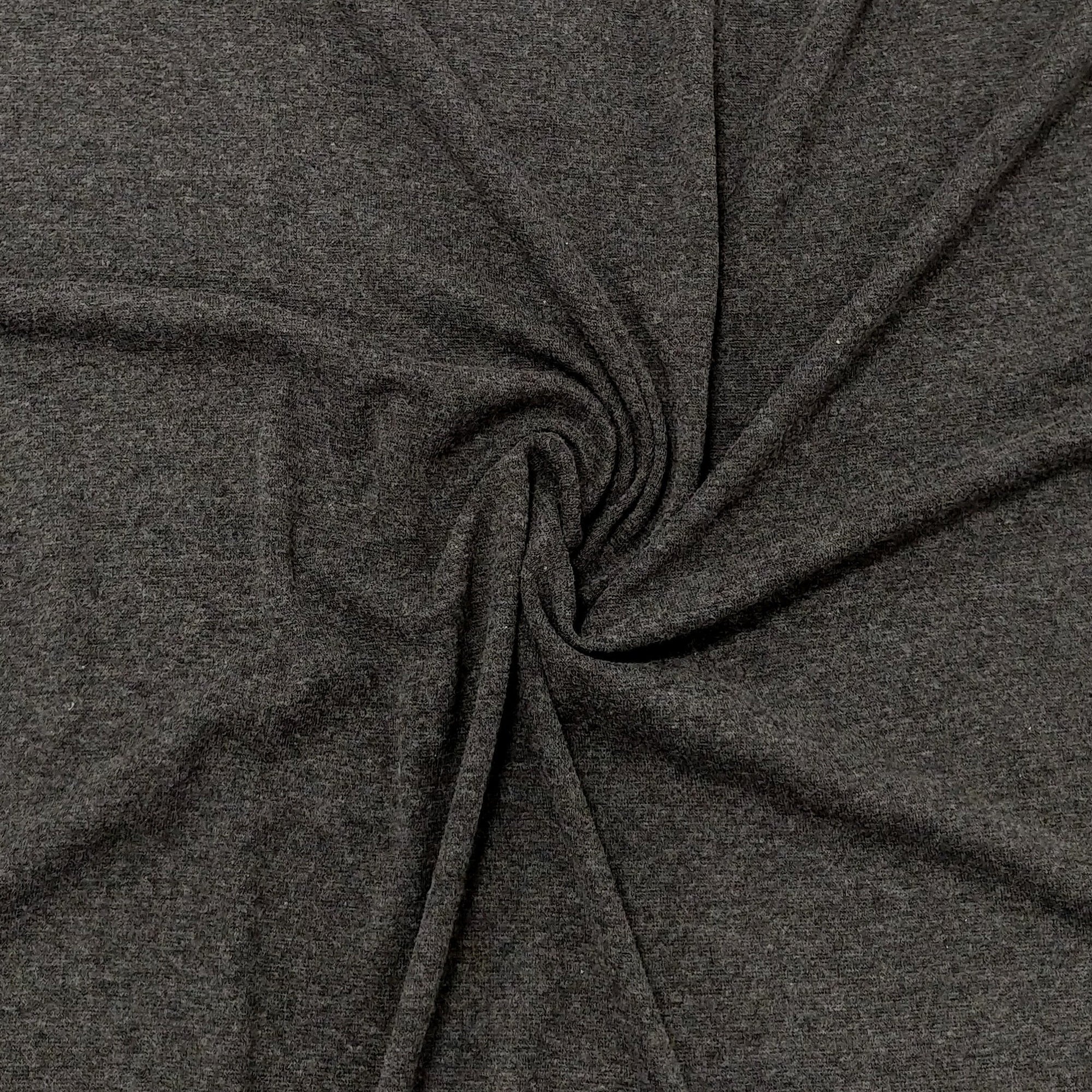 Solid Charcoal Grey Bamboo Cotton Spandex 4 Way Stretch 1x1 Ribbing Fabric, Raspberry Creek Fabrics, watermarked, restored