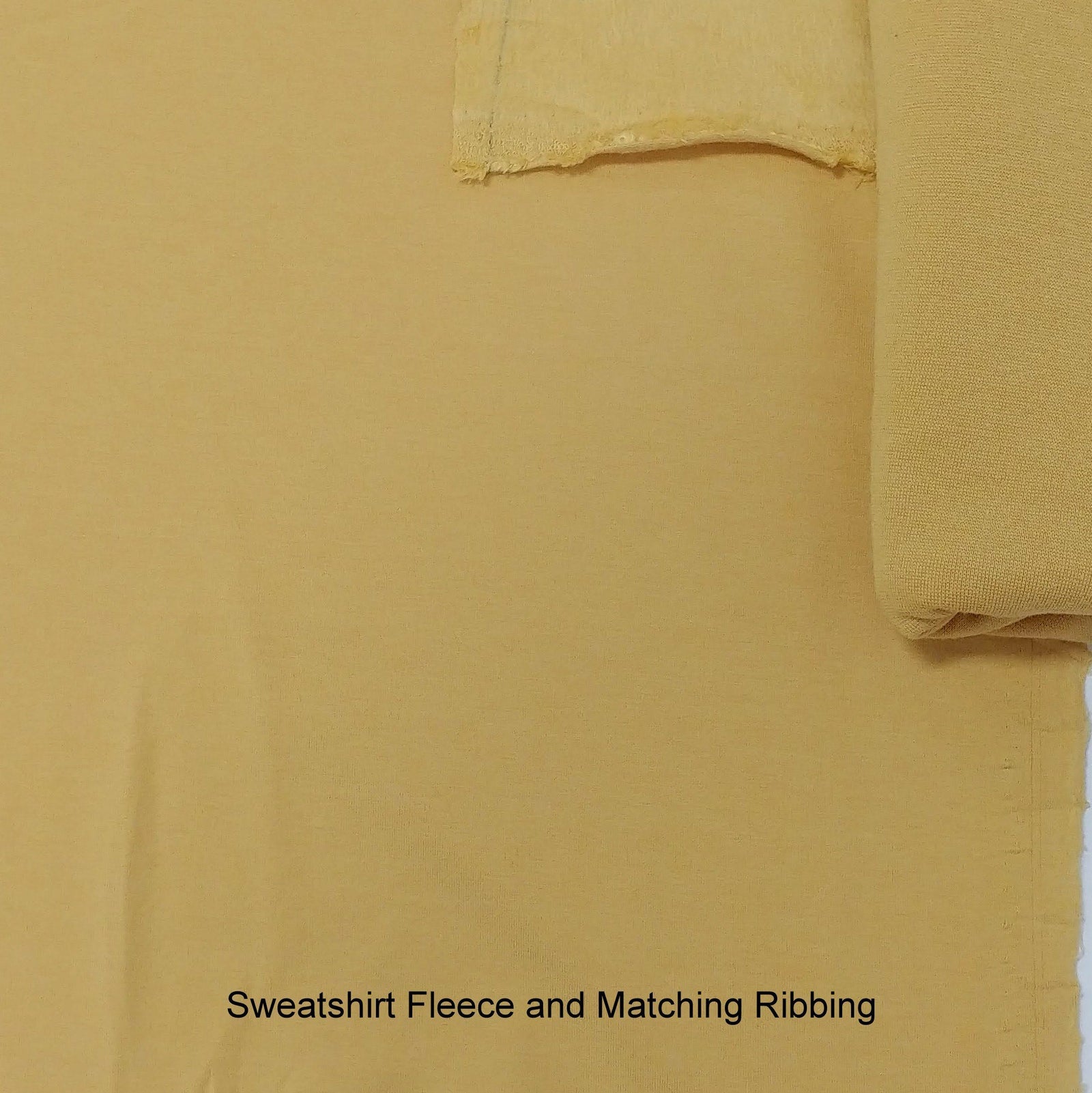Dusty Mustard Bamboo Cotton Spandex 4 Way Stretch Sweatshirt Fleece Fabric, Raspberry Creek Fabrics, watermarked, restored