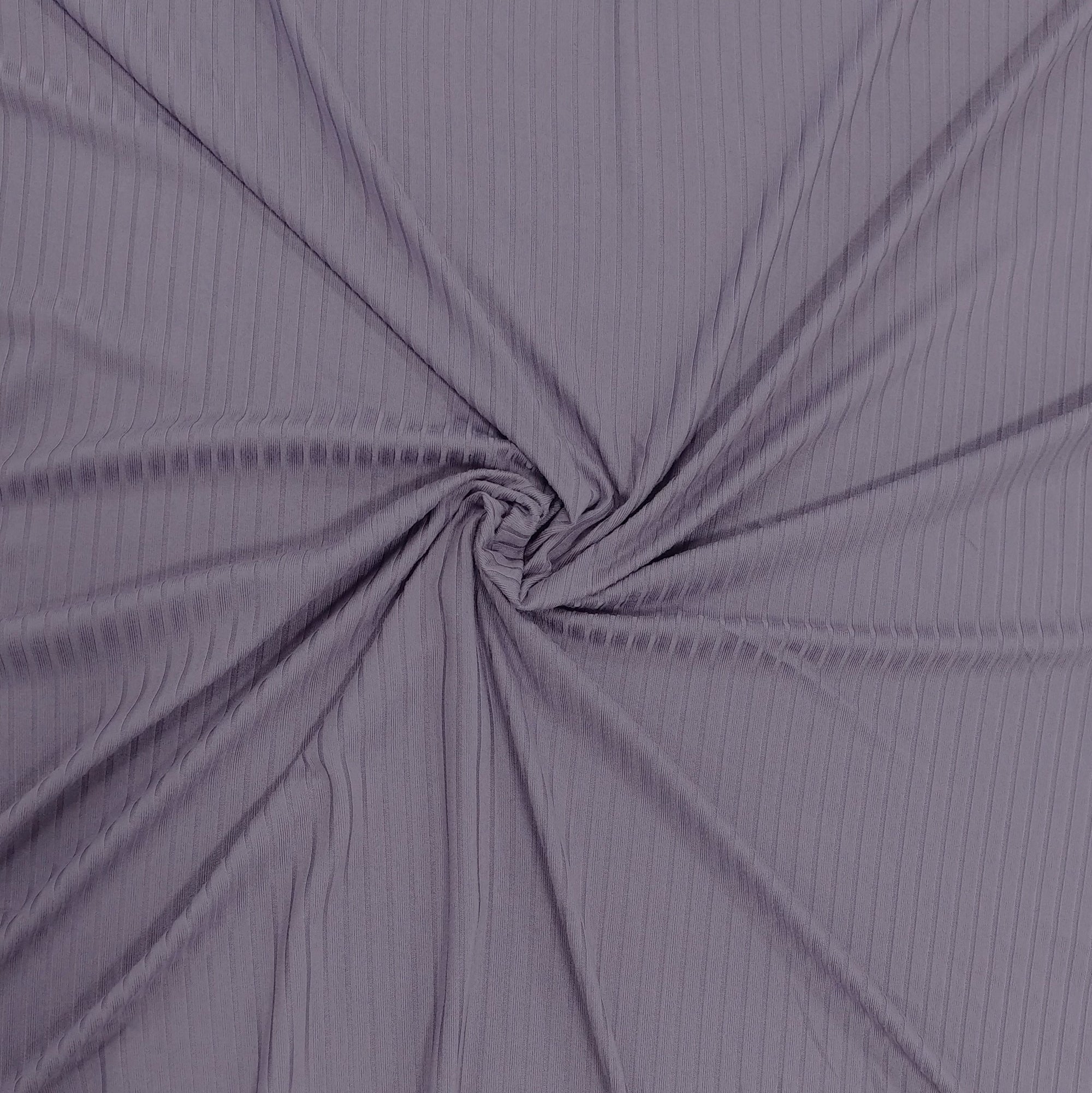 Solid Dusty Purple Poly Spandex 4 Way Stretch 8x3 Rib Knit Fabric, Raspberry Creek Fabrics, watermarked, restored