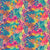 Joyous Jungle Collection-Joyous Jungle Hero Print-Retro Rainbow Palette-half-drop repeat of rainbow colored jungle foliage and flowers-multicolored leaves and flora-tropical paradise Image