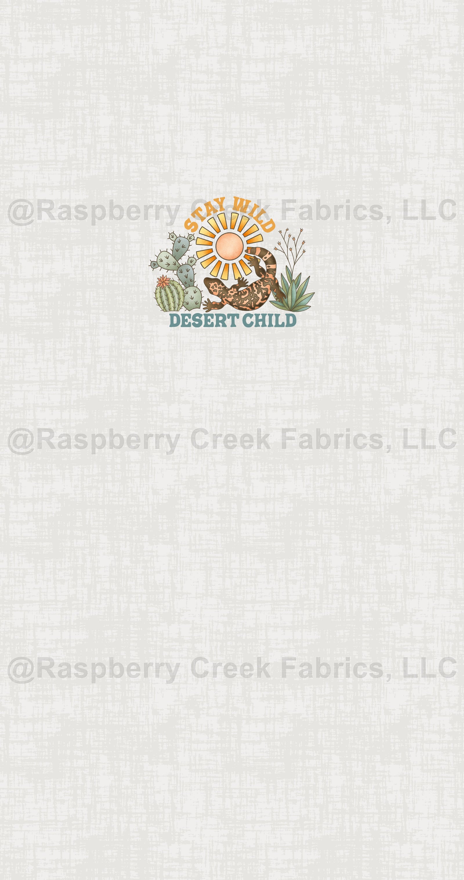 Mesa Panel- Stay Wild Desert Child Fabric, Raspberry Creek Fabrics, watermarked