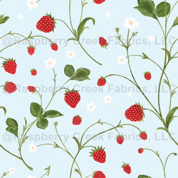 Strawberry Print Fabric: Red, Blue, and Green