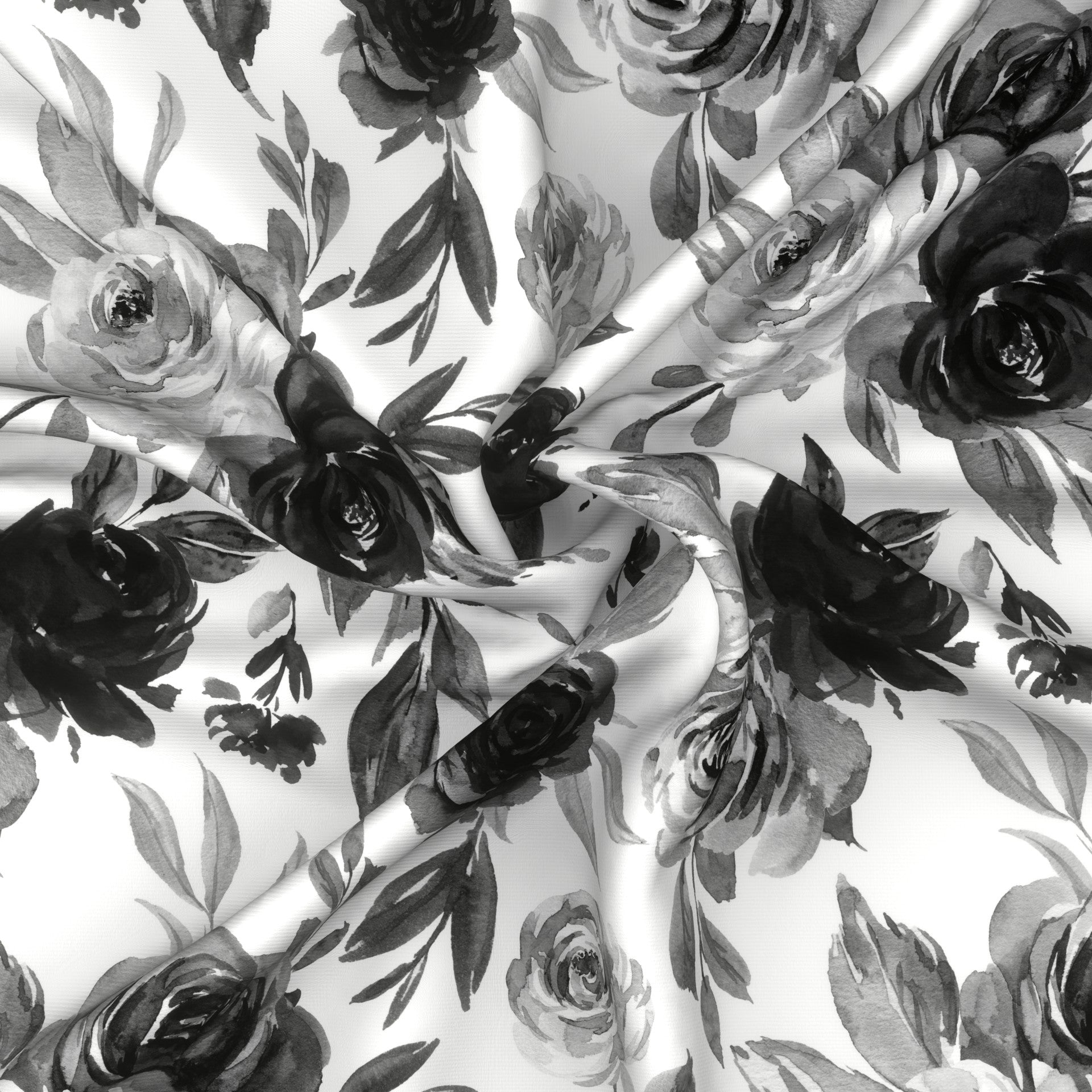 Black and white floral Fabric, Raspberry Creek Fabrics