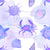 Beach Collection:  Hand-drawn seashells, crabs and watercolor hues of pink, blue, purple and white bring a subtle coastal charm in fabric. Image