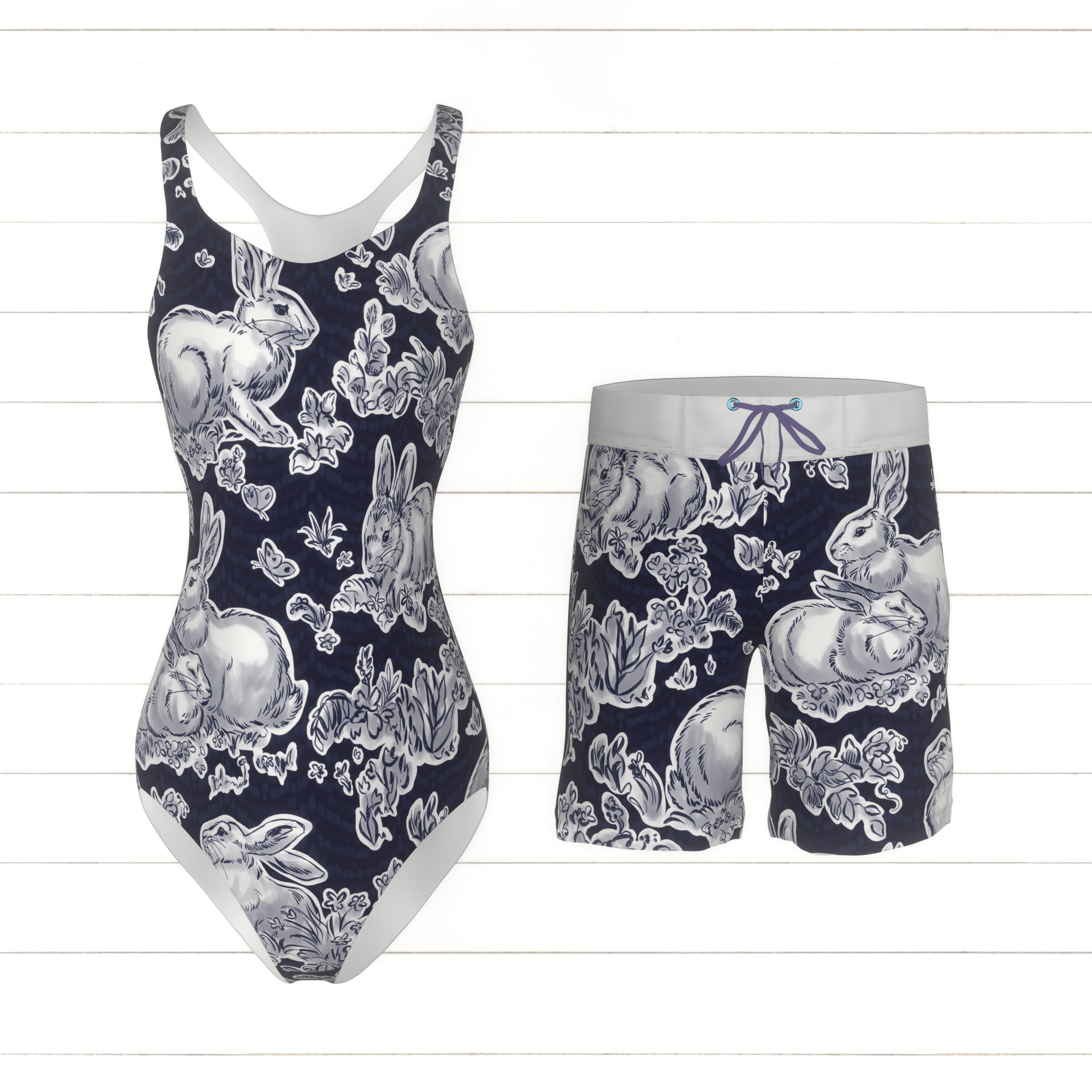 Toile de Jouy swimwear ネイビー-