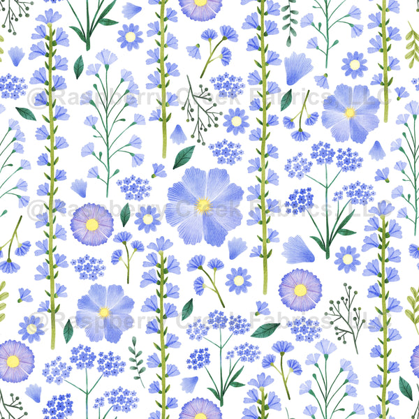 Blue Wildflowers Raspberry Creek Fabrics