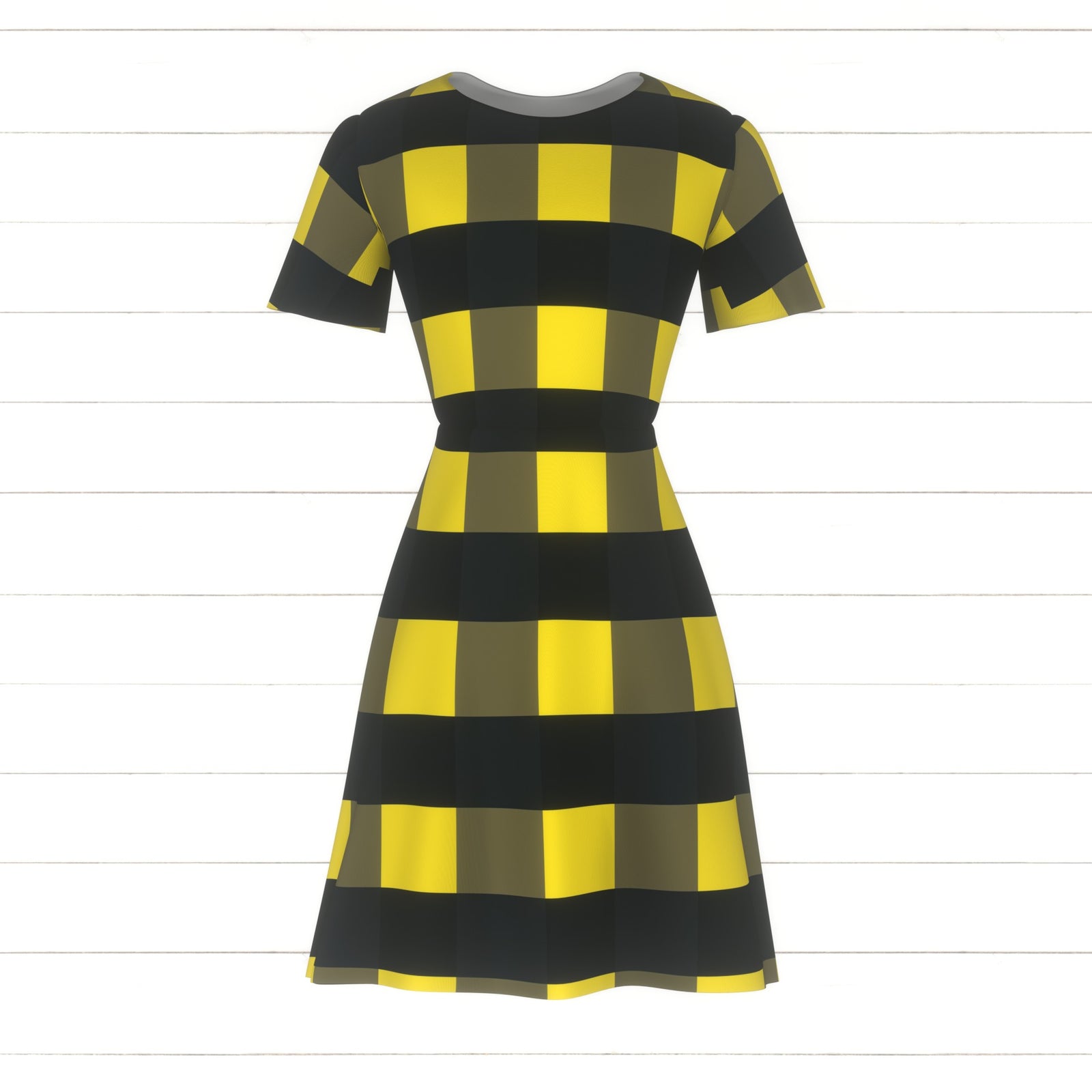 Grey, navy and yellow gingham