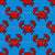 Cute Red Crabs on Bright Blue Image