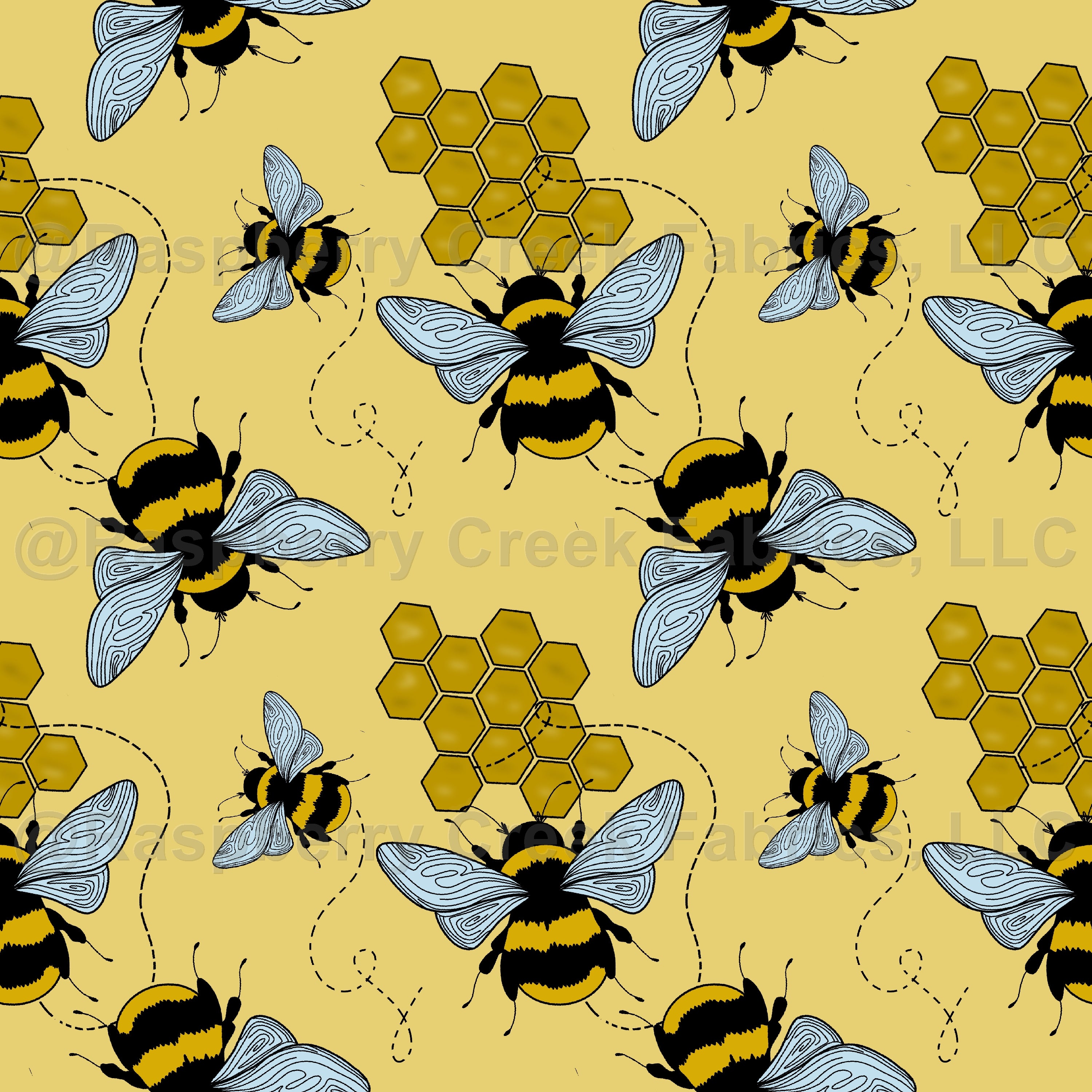 honey color, honey bee, cream, bee, honey, bumble bee, honeycomb, yellow, spring Fabric, Raspberry Creek Fabrics, watermarked