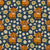 Scottish Highland Cows Sunflowers and Daisy Flowers on Navy Image