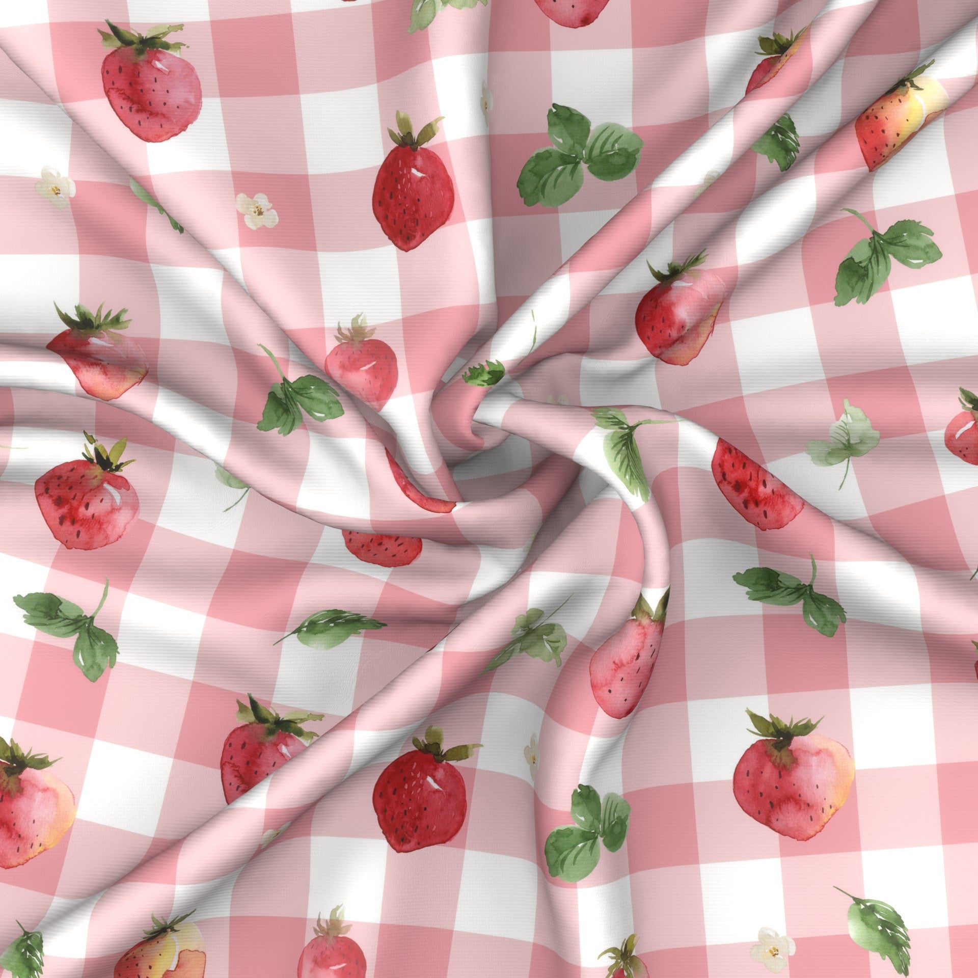 Strawberries on Gingham Fabric, Raspberry Creek Fabrics