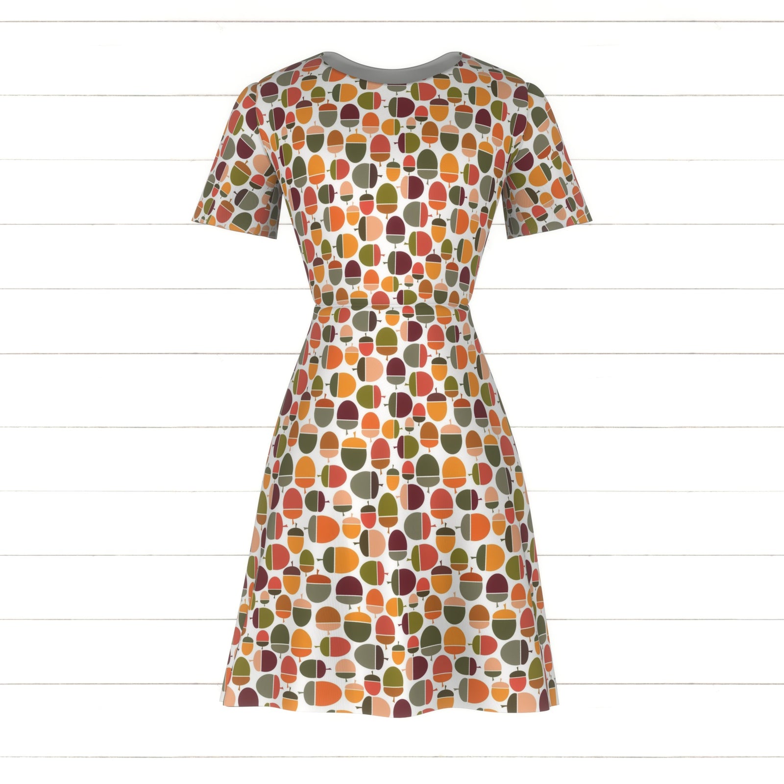 Autumn Acorns on White Fabric and Wallpaper Print by Lisa Wornham Designs, Autumn Collection