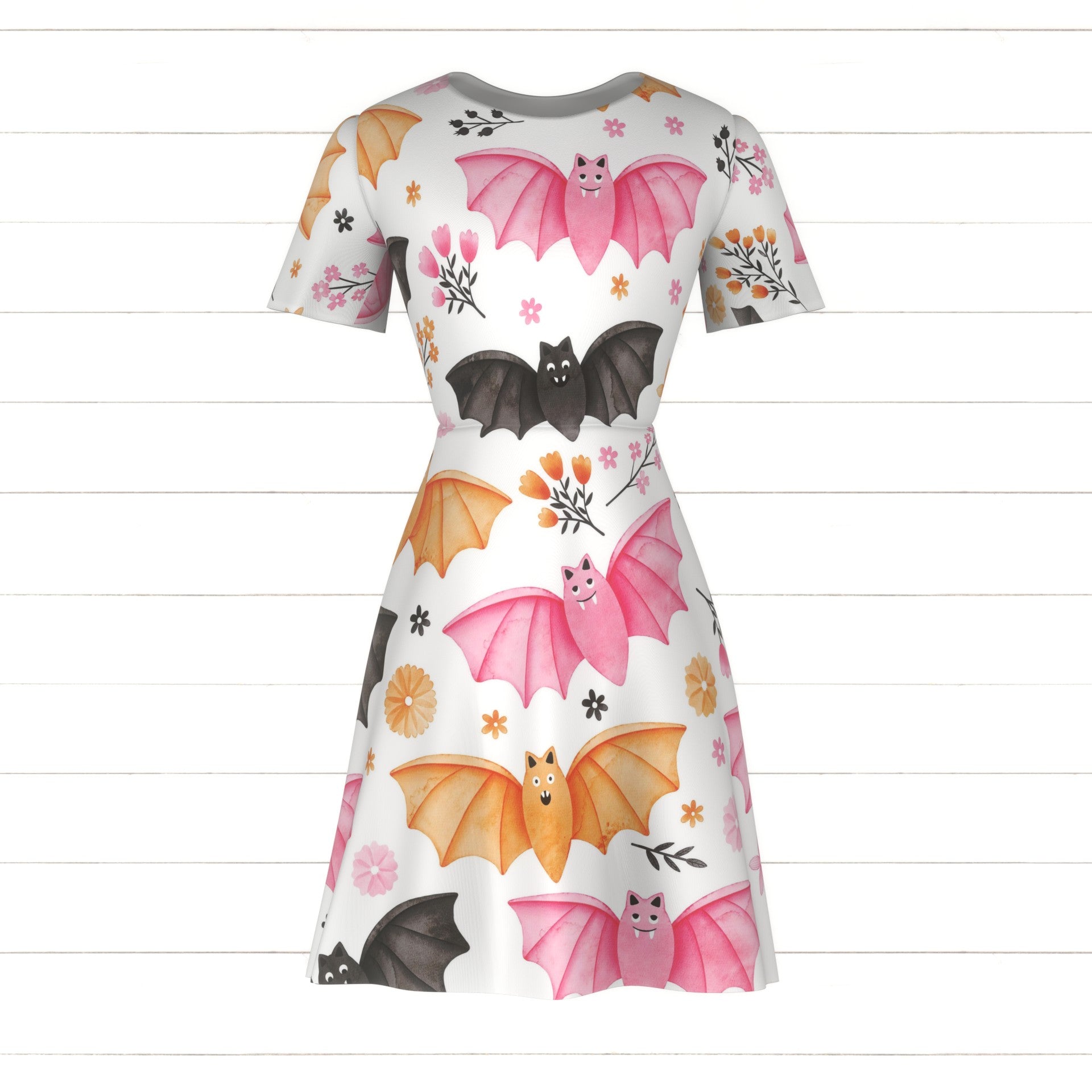 pastel halloween dress Pastel Halloween With Black Cats Halloween Bat A-Line Dress by dragonstarart