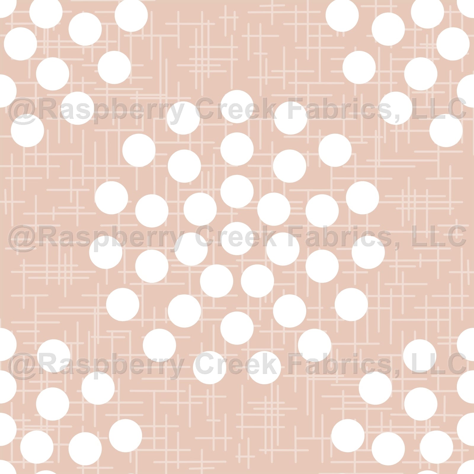 Cotton Ball on Peach Fabric, Raspberry Creek Fabrics, watermarked