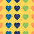 Be Mine Rainbow hearts Primary, green, blue, navy, green, orange, with yellow background Image