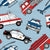 Emergency Cars by MirabellePrint / Light blue background / Tossed Image