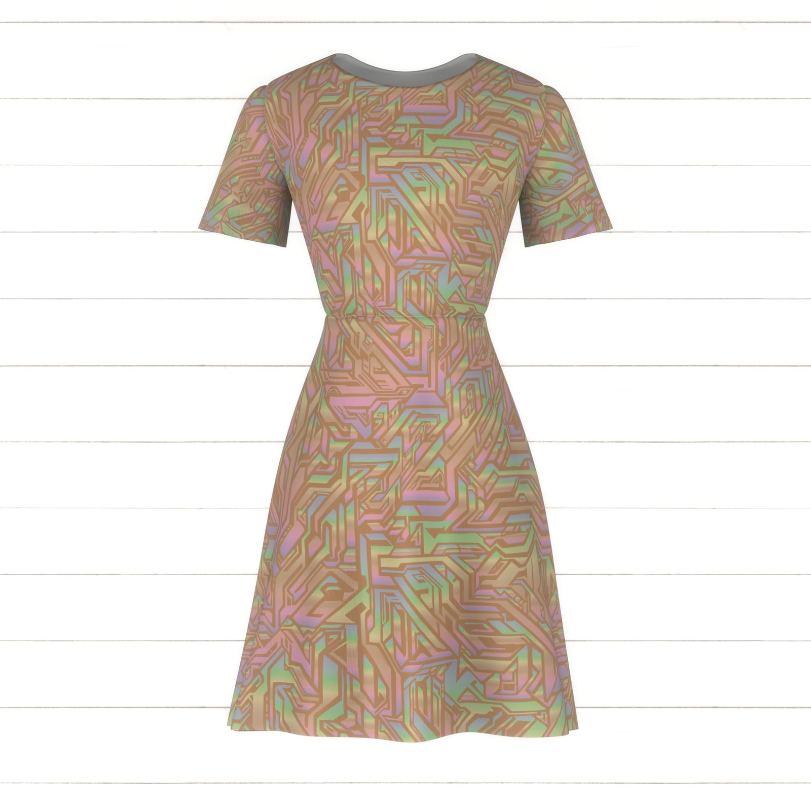modern holographic pearl crystal maze on earthy chai
