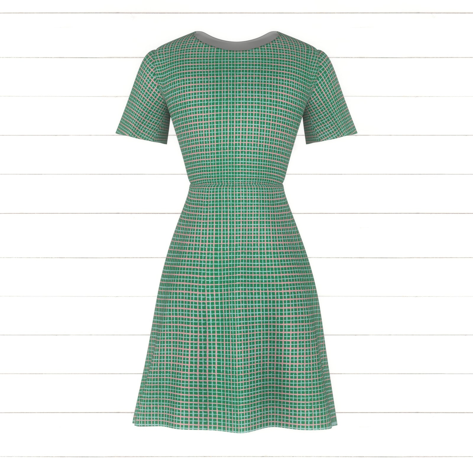 Wonky Textured Plaids in Green Blue Mint Pink [Sweet Things]