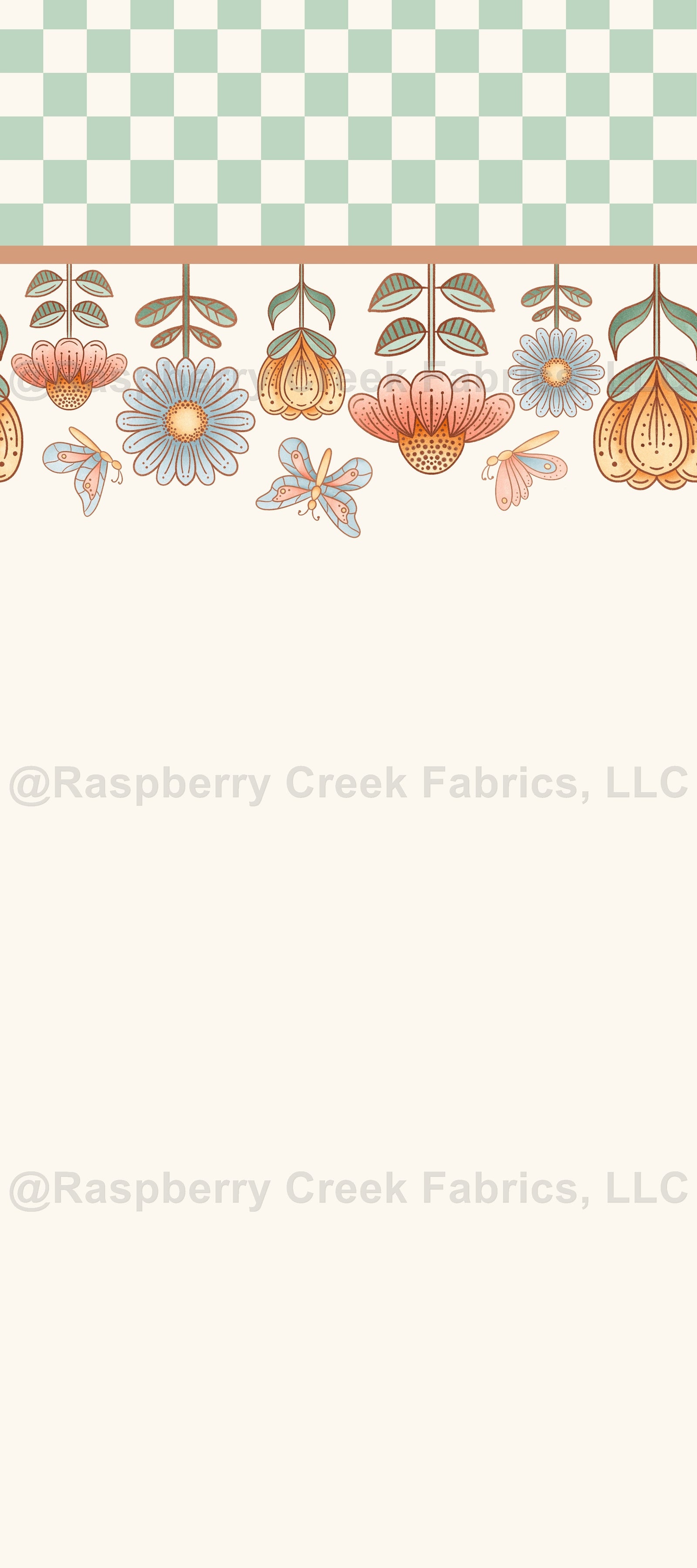 Cottontail Border- Flowers Fabric, Raspberry Creek Fabrics, watermarked
