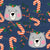 Christmas Cute Miss Bear and Candy Can Blue Image