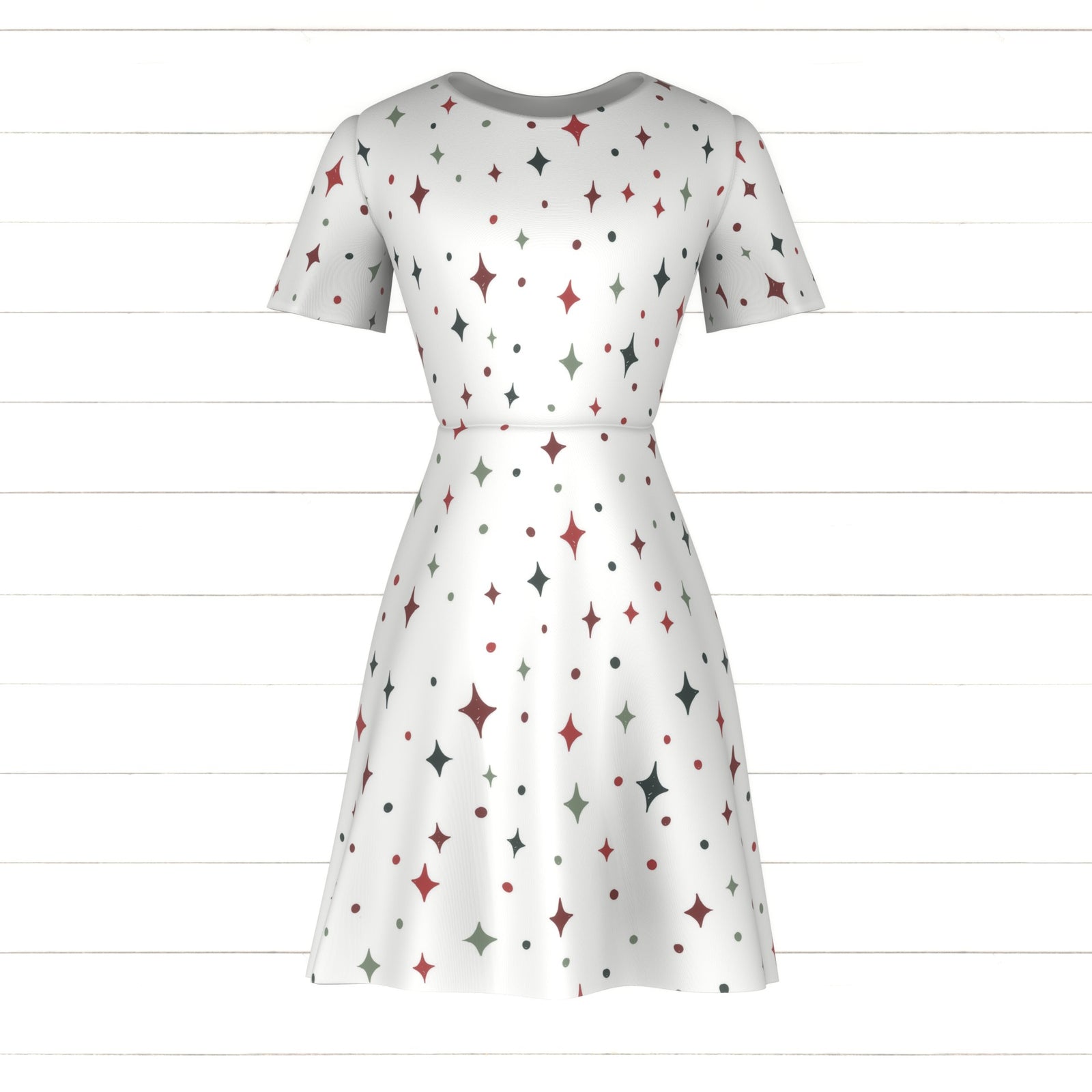 Burgundy Hunter Green Sage and Black Twinkle Multicolor Star Print Fabric, Winterland Dream by Kelsey Shaw