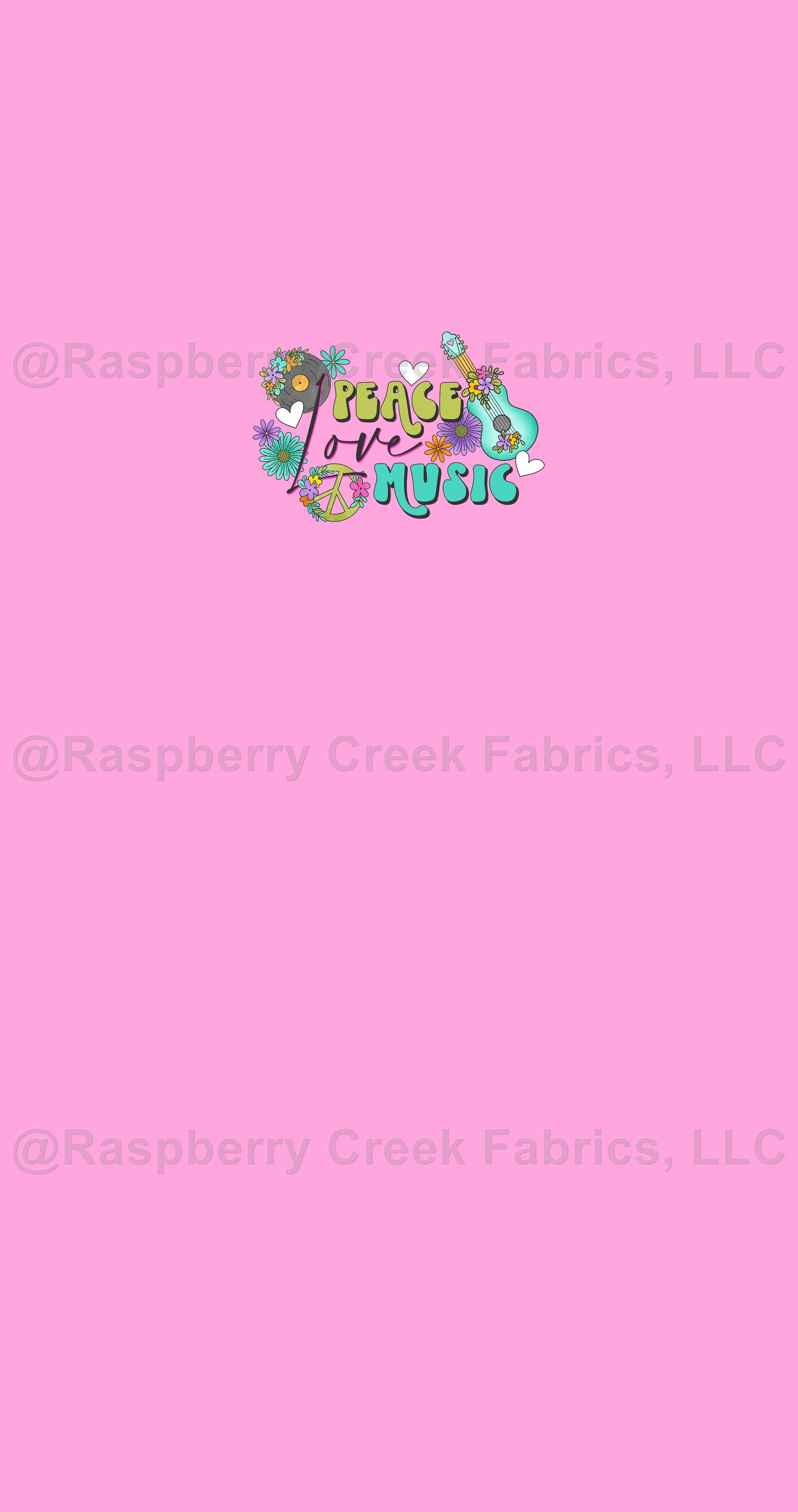 Groovy Panel- Peace Love Music Fabric, Raspberry Creek Fabrics, watermarked
