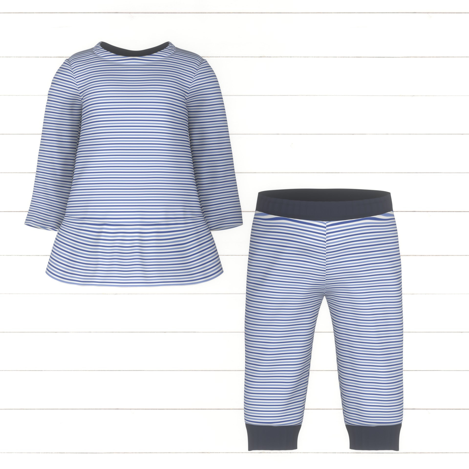 Blue and Light Blue Horizontal Stripes, Lavender Season Collection Fabric, Raspberry Creek Fabrics