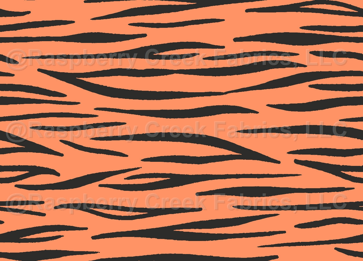 Far Out Tiger Orange Fabric, Raspberry Creek Fabrics, watermarked