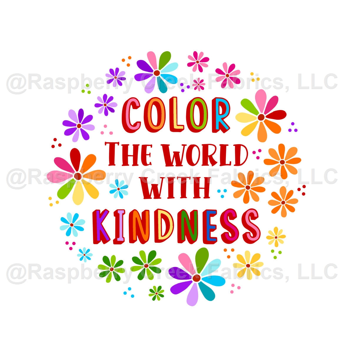 Color The World With Kindness Rainbow Daisy Panel on White