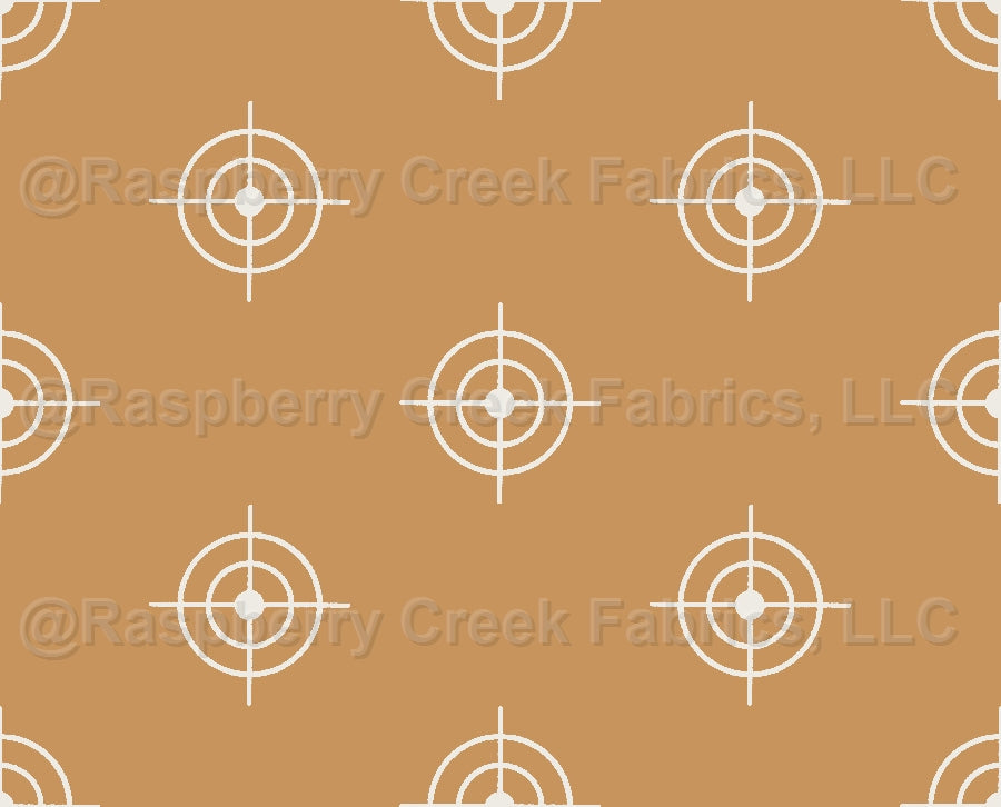 Wingman Bullseye Mustard Fabric, Raspberry Creek Fabrics, watermarked