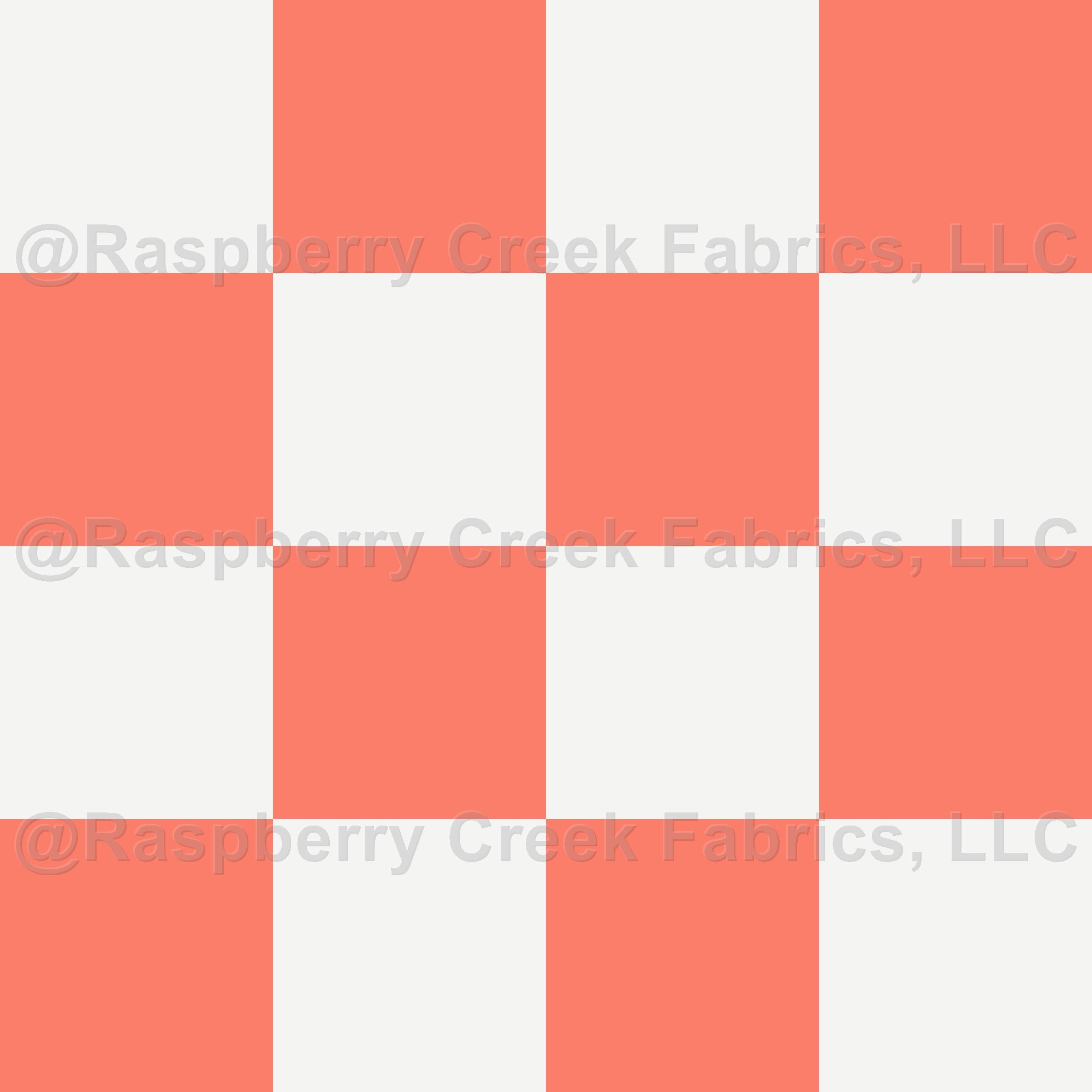 Coral Checkboard Fabric, Raspberry Creek Fabrics, watermarked