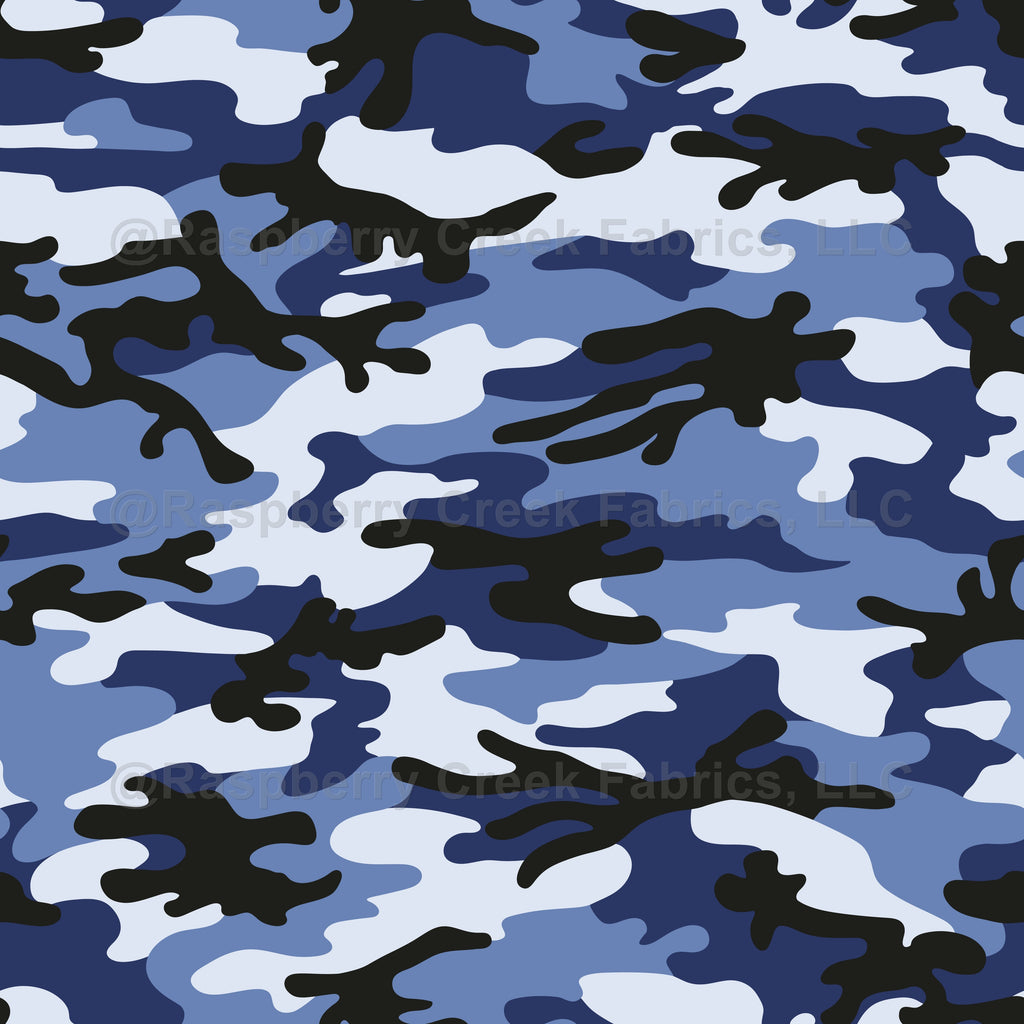 Bright blue camo, Camouflage, Camo, Blue and white, Fashion camo, trendy  camo, unisex camouflage, Large scale camo, Fun camo print Fabric, Raspberry  Creek Fabrics